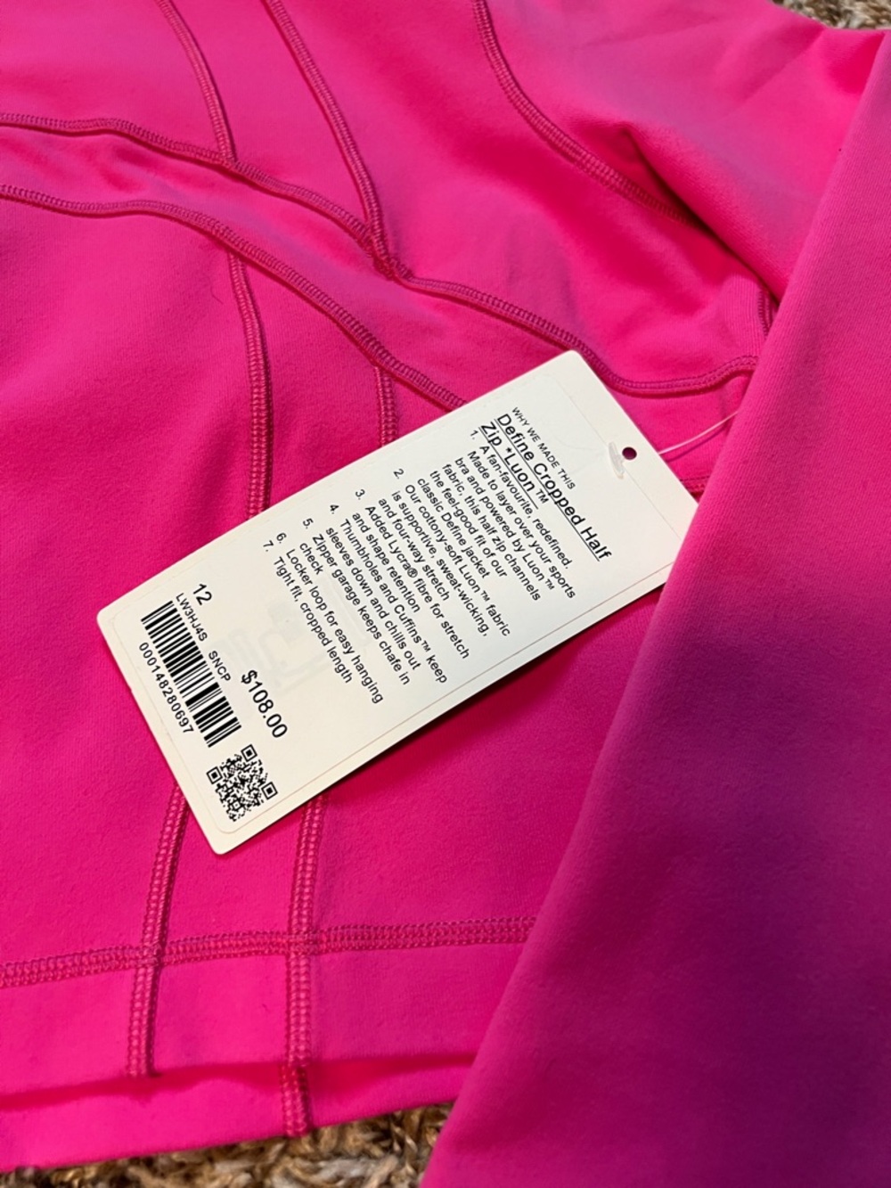 Lululemon Define Cropped Half Zip *Luon Sonic Pink - Picture 4 of 8